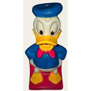 Vintage Donald Duck Rubber Coin Bank Figurine Collectible Toy
